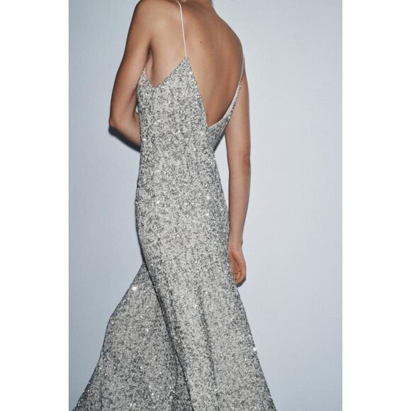 ZARA ZW COLLECTION LONG SEQUIN DRESS - Picture 4 of 8